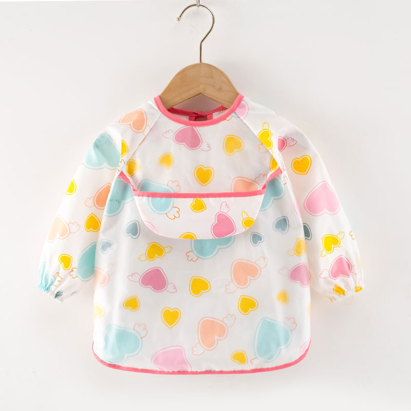 Baby Kids Toddler Long Sleeve Scarf Waterproof Art Smock Feeding Bib Apron Pocket Infant Boys Girls Burp Cloth Bandana Bibs: 2
