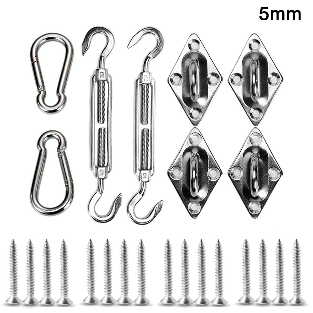 24pcs Stainless Steel Awning Canopy Fittings Outdoors Sun Shade Shelter Netting Accessories Practical Diamond Door Buckle: 5mm