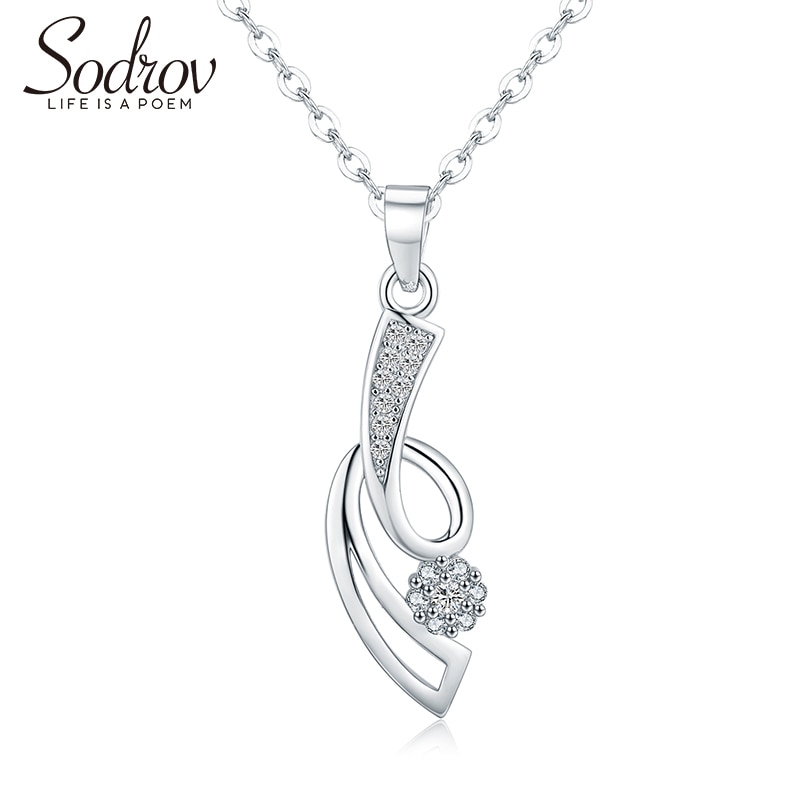 Sodrov modisch Elegante AAA Zirkon 925 Sterling Silber Natur Anhänger Halskette Edlen Schmuck für Frauen Silber Schmuck