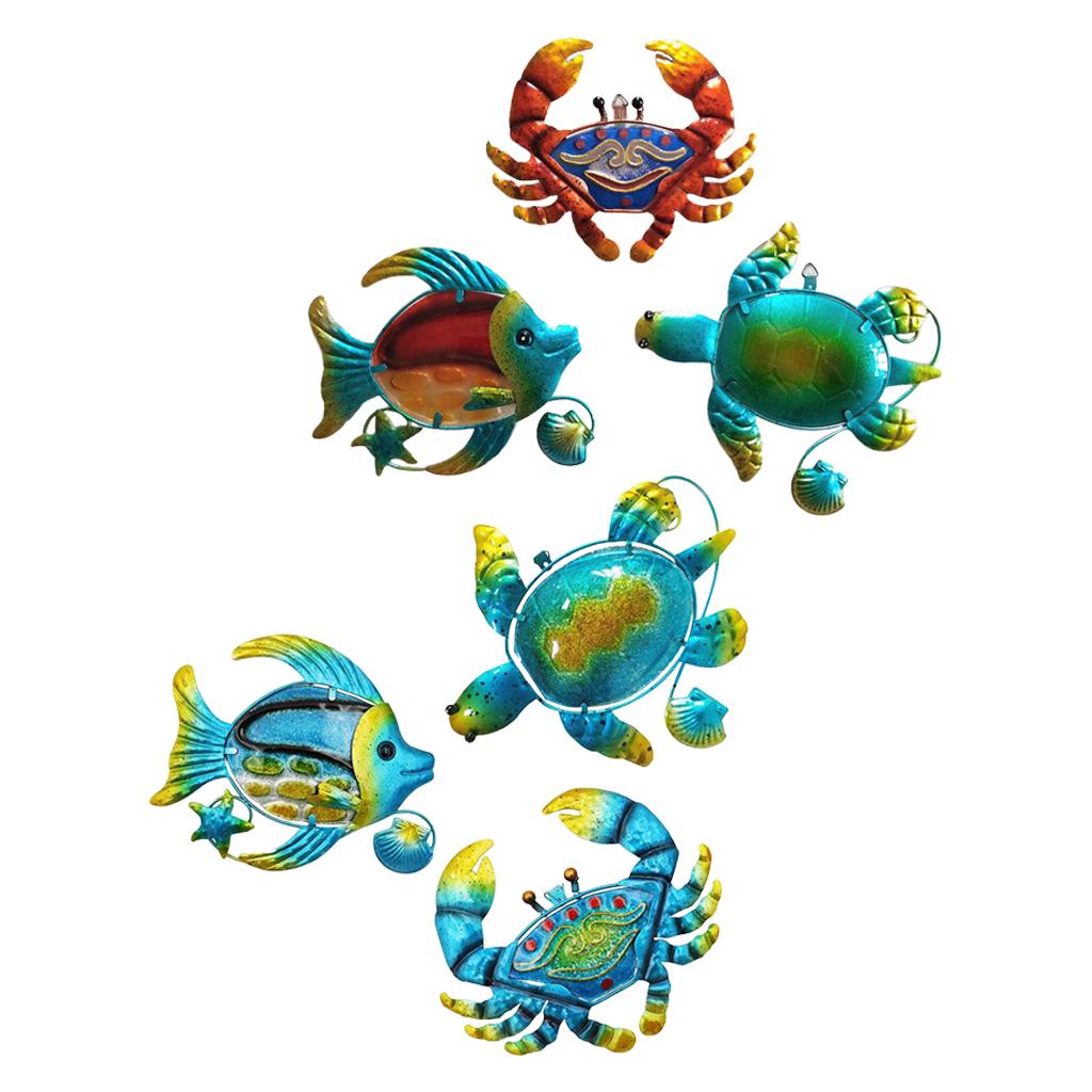 6Pcs Metal Sea Turtle Wall Decor Decorations for Garden Pool Patio Bathroom