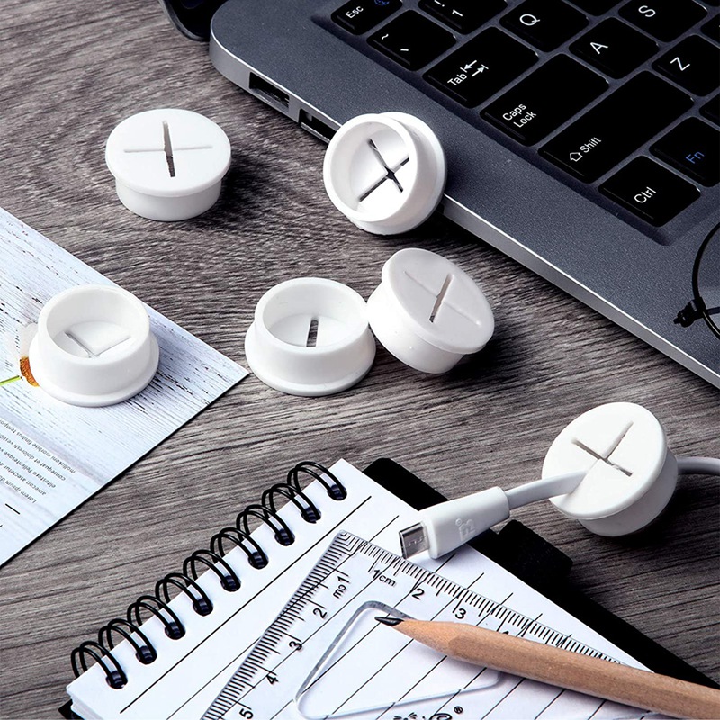 12 Pieces Cable Cord Grommet Desk Cable Hole Cover 1 Inch Rubber Wire Organizer for Desk Table TV Hole Cable Management