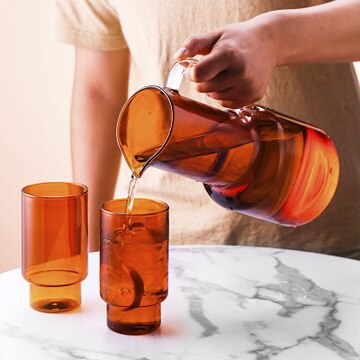 Water Karaf Hittebestendig Glas Koude Fles Huishoudelijke Koel Wit Water Cup Set Pot Hoge Vruchtensap Water Jug