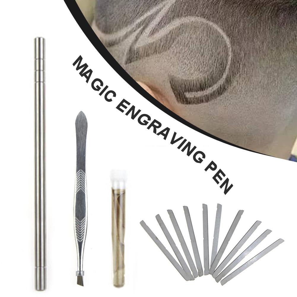 Ciseaux de gravure magique professionnelle pour cheveux et barbe, stylo de sculpture pour sourcils, tatouage, barbier, ciseaux de coiffure, huile pour sourcils, sculpture de tête