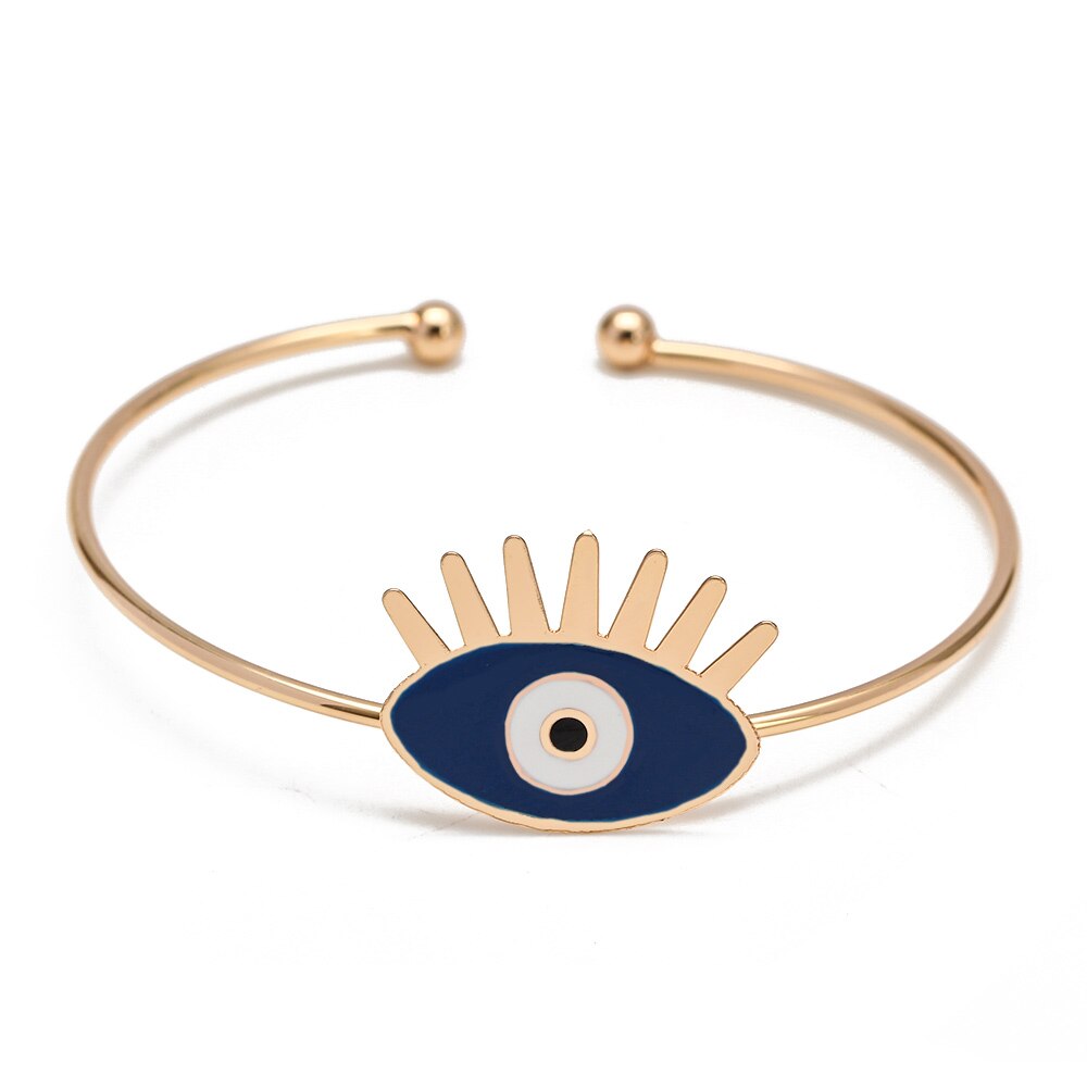 Lucky Eye wielokolorowy turecki Evil Eye bransoletka złoty kolor otwarta bransoletka Bangle regulowany dla kobiet biżuteria dziewczęca BE115: 9