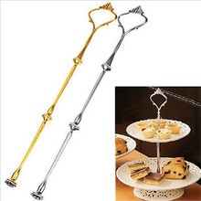 1 Juego de soporte de platos para pasteles de 2 o 3 niveles (plato no incluido) accesorio de corona de mango de Metal para fiestas de bodas plata/oro