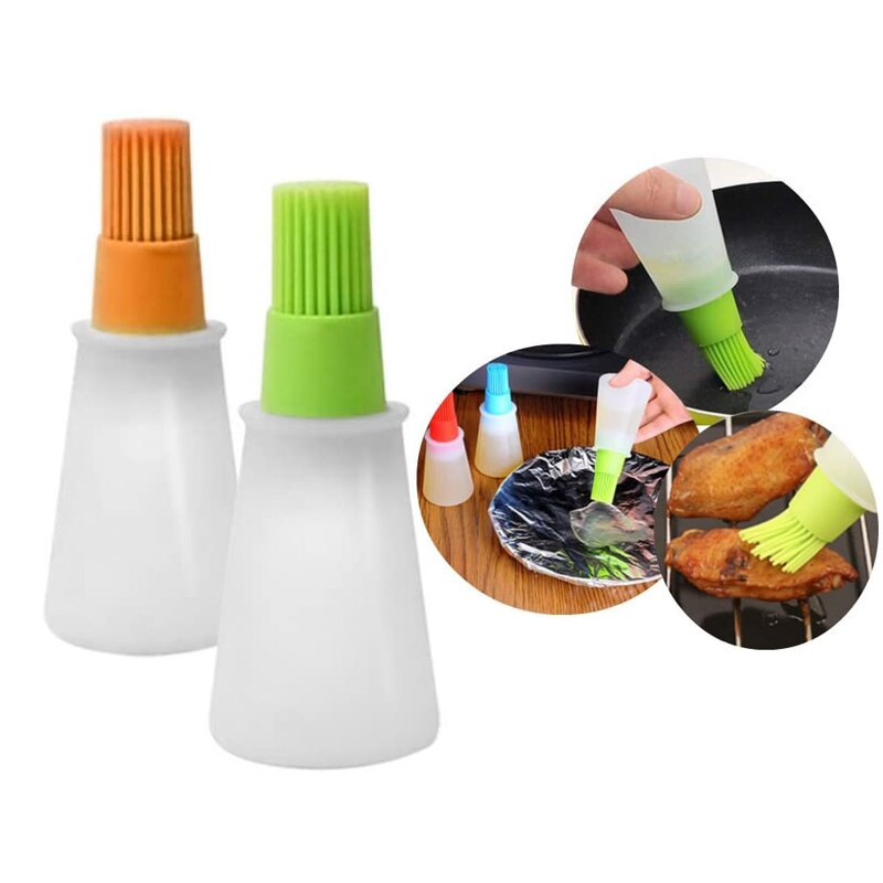 Siliconen Olie Fles Met Borstel Grill Olie Borstels Temperaturen Vloeibare Olie Gebak Barbecue Borstel Keuken Bakken Bbq Tool