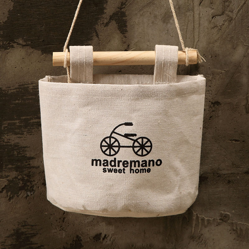 Sac de rangement mural suspendu, 1 unité, 15x13.5cm, sac de rangement suspendu, organisateur de jouets en coton et lin, pochette de poche décorative, Organization de la maison: bike