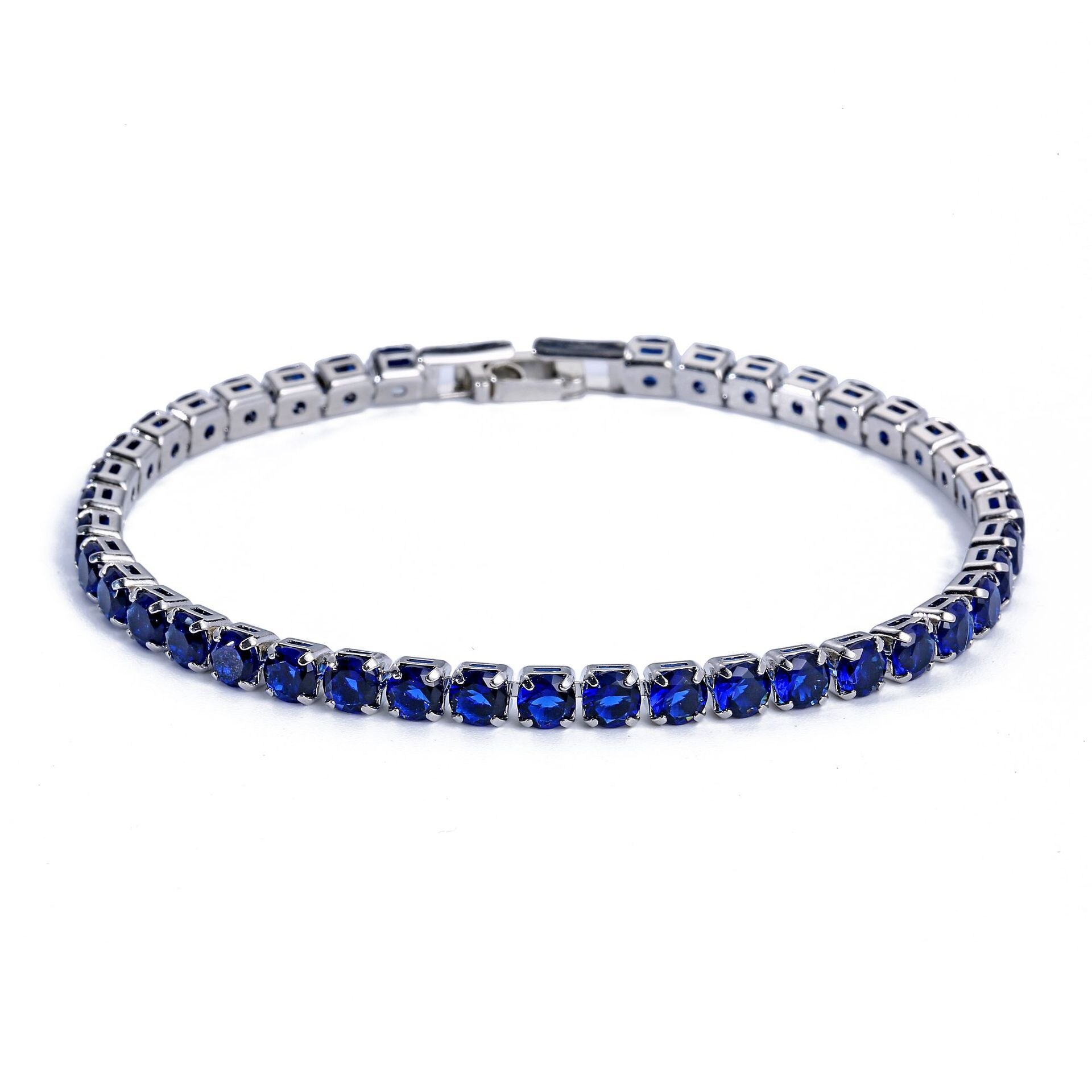 4mm luksus runde 925 sterling sølv armbånd armbånd til kvinder jubilæum smykker bulk sælge moonso  s5787: Blå