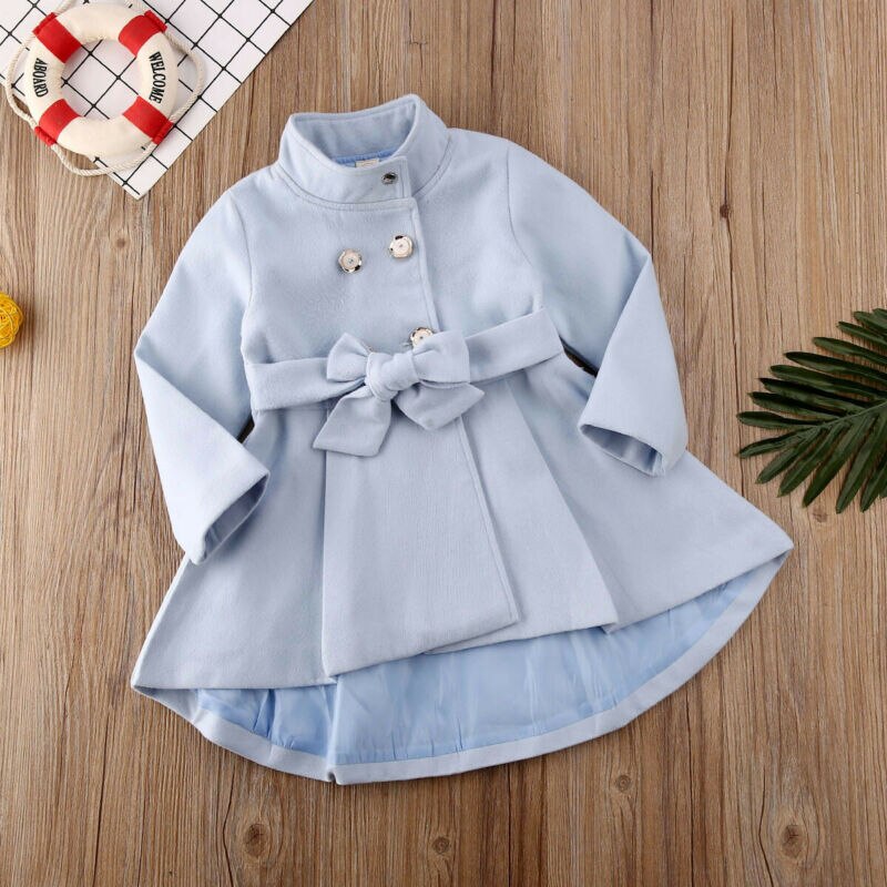 Mädchen Graben Elegante Kleinkind Baby Mädchen Oberbekleidung Lange Kleid Windjacke Jacke Mantel Herbst Winter Größe 1-5Y
