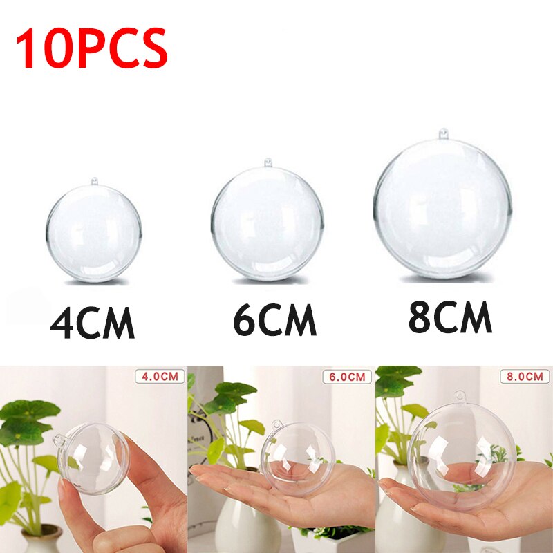 10 pièces boule transparente de noël en plastique de noël boîte de boule ouverte boule ornement fête décoration de la maison bricolage