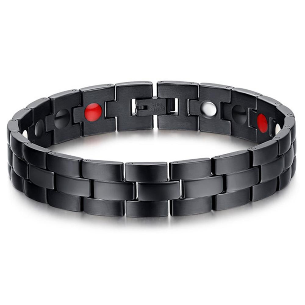Verkoop Sieraden Mannen Zwart Titanium Staal Magnetische Armbanden 12.7 Mm Breed 8.46"