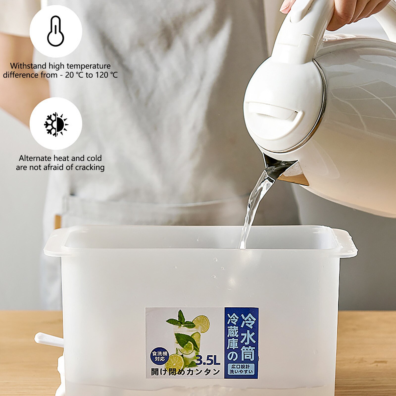 3500ml Water Jug With Tap Cold Kettle Kitchen Lemonade Jug Drinkware Container Heat Resistant Pitcher Juice Decanter For Water