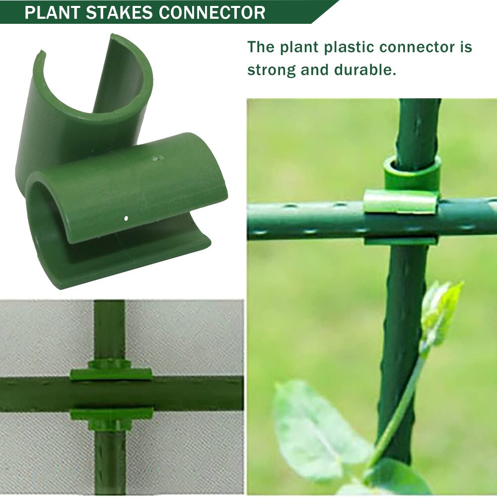 6pc Plastic Fastener Greenhouse Bracket Pole Fixed Clamp 360 Degree Rotaring Garden Plant Grafting Stakes Connector Clip 11mm