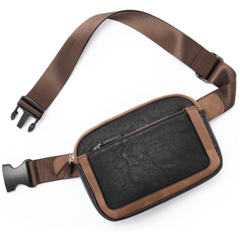 Bolsos con cinturón para mujer, bolso cruzado con correa ajustable, bolso de mensajero de cuero PU vegano para mujer: Beige