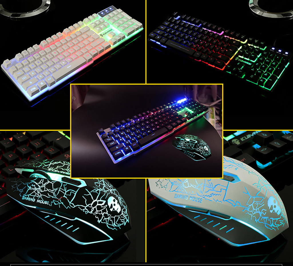Gaming Keyboard Mouse Set T6 Rainbow Backlight Usb Ergonomic Game Keyboard Mouse Mice Pad Kits For Pc Laptop Teclado Gamer