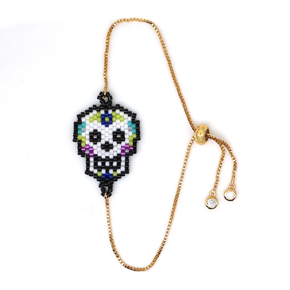 Go2boho Del Braccialetto Del Cranio di Halloween Delle Donne Dei Monili di Regalo Per Il Bambino Messicano Cranio Miyuki Braccialetti All'ingrosso Pulseras Punk 2020 Femme: MI-B190521G