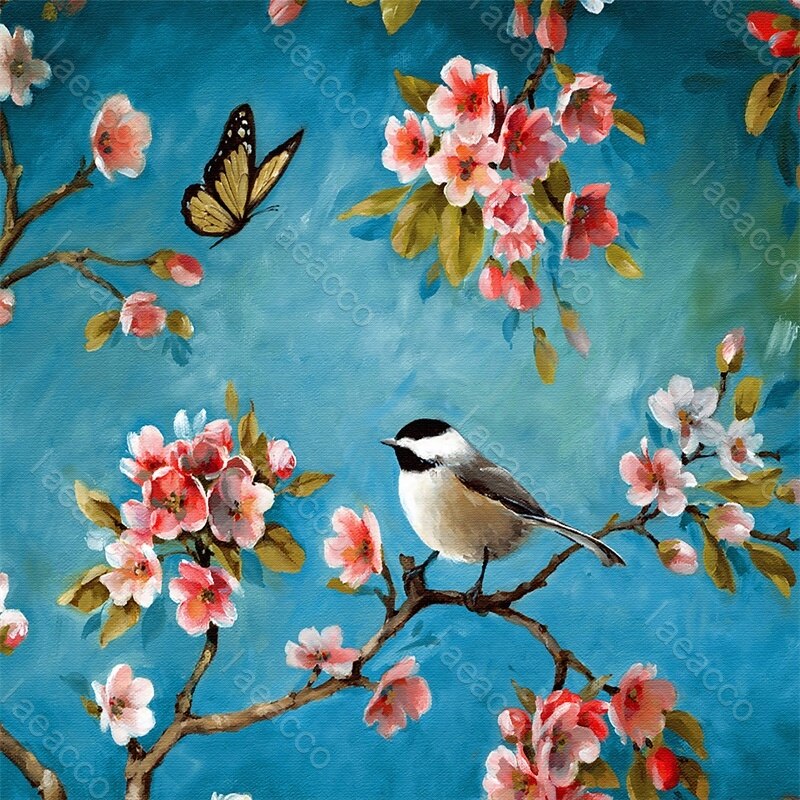 Chinese Stijl Poster Wall Art Canvas Schilderen & Kalligrafie Vogels Bloemen Posters En Prints Muur Foto Voor Woonkamer Decor: 30x30cm No Framed / Middle Photo