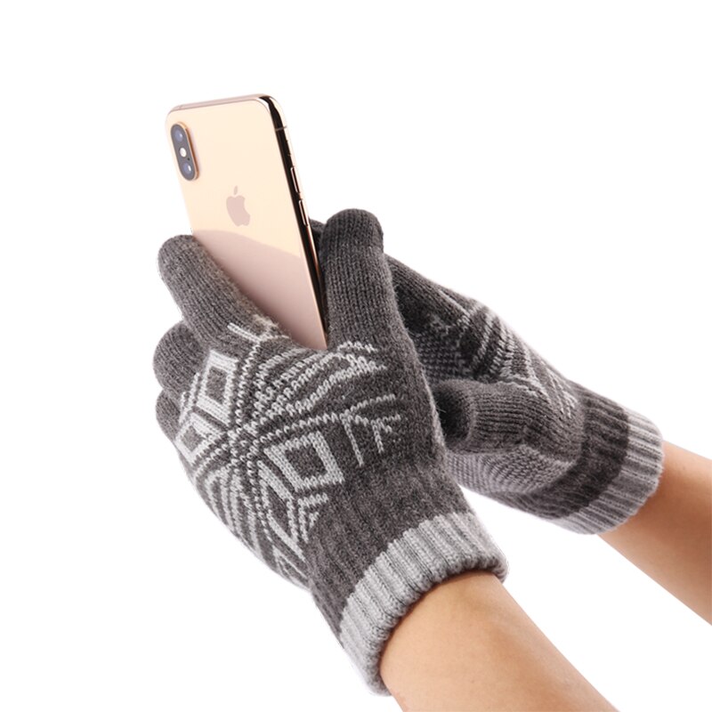 Iwarm Touch Screen Gloves Women's and Men's Knitted Gloves Autumn Winter Warm Thick Gloves