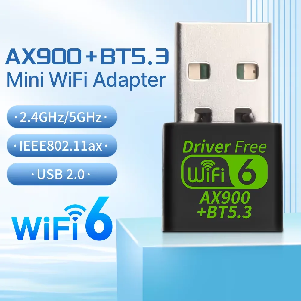 Adattatore USB WiFI 6 da 900 Mbps Scheda di rete wireless Bluetooth 5.3 Driver dual band Dongle USB gratuito per Win 10 11 Accessori per PC: BIANCO