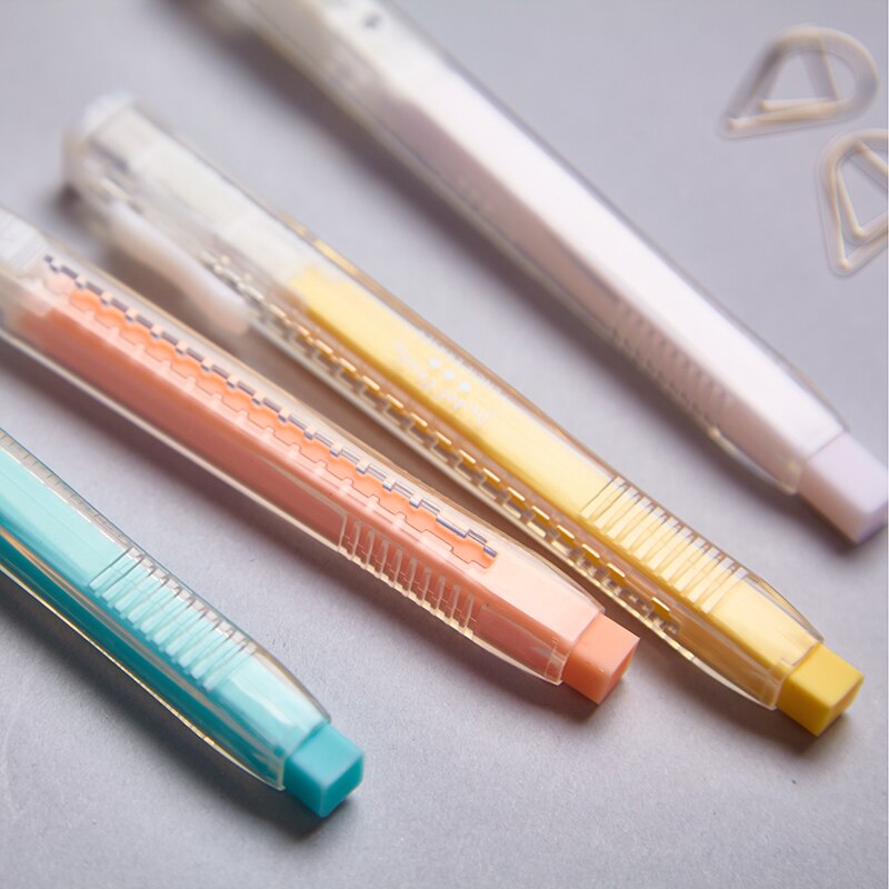 4Pcs Mixed Japanese KOKUYO automatic eraser cute art painting push pen eraser multi-angle wipe clean without leaving marks