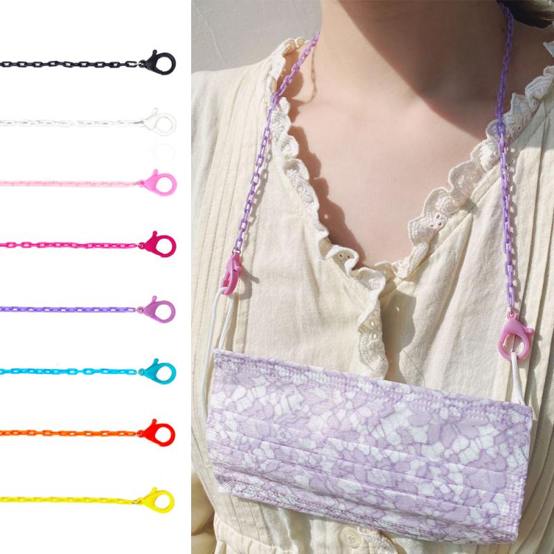 Collar de cuerda de plástico para colgar mascarillas, cordón práctico para mascarillas, soporte para gafas, sin huellas, dos ganchos, 1 unidad