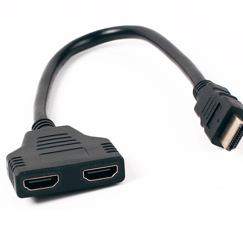Hdmi han til hdmi hun kabel hdmi splitter 1 in 2 ud adapter konverter video kabler understøtter 1080p til pc display projektor tv