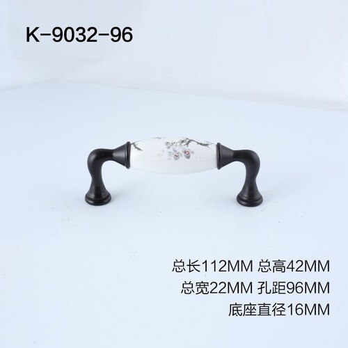 Poignée encastrée en plastique pour amélioration de l'habitat, modèle chinois de meubles Vintage en marbre noir et blanc: K-9032-96