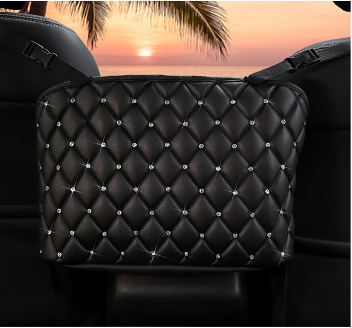 Universal Bling Crystal Car Seat Storage Bag Organizer Holder Multi-Pockets Stowing Tidying for handbag wallet keys Car Goods: big bling