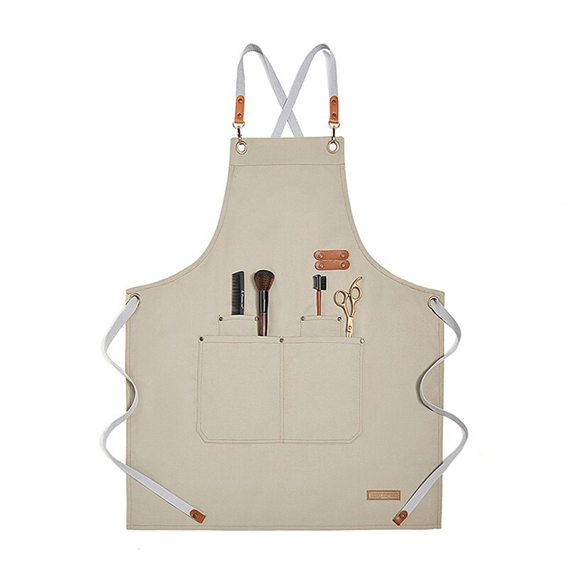 Effen kleur koken keukenschort voor vrouwen mannen chef-kok ober café winkel bbq kapper schorten slabbetjes keuken accessoire: Kaki b