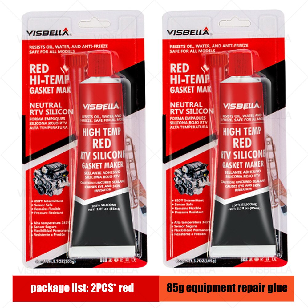 VISBELLA 85g RTV Silikon Industrielle Starken Klebstoff Hohe Temperatur Silizium-dichtstoff Gummi Dichtung Hersteller Elektrische Reparatur Kleber: rot 2Stck