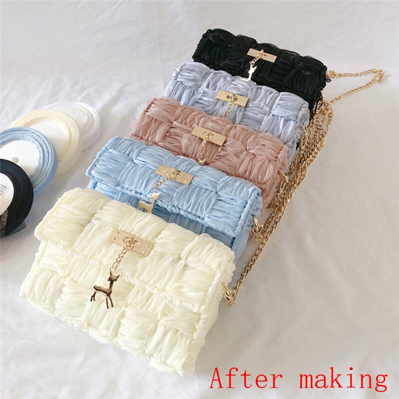 1 set nethoes gaas geweven schoudertas plastic vrouwelijke handgemaakte diy handtas tas accessoires