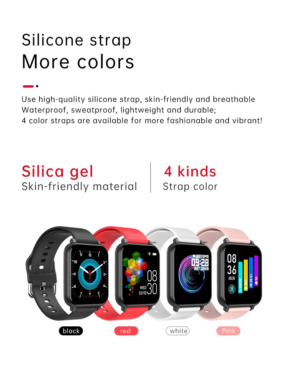 T82 Slimme Horloge 1.55 Inch Full Touch Screen Sport Fitness Smartwatch Mannen Vrouwen Hartslag Bloeddruk Horloge