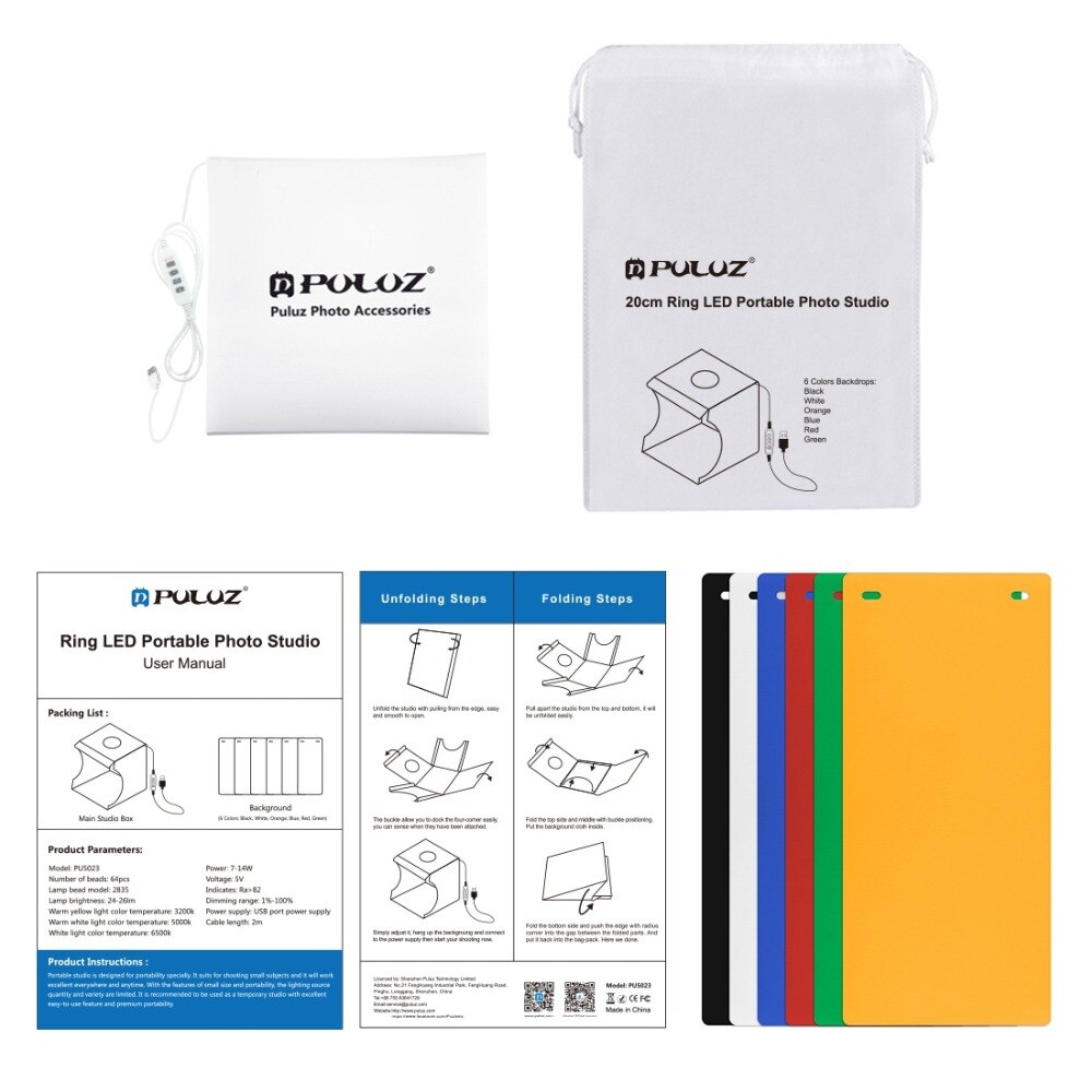 PULUZ Folding Photo Studio Box Portable Lightbox Photography Tabletop Shooting Softbox Studio Shooting Tent Box Kit Light Box