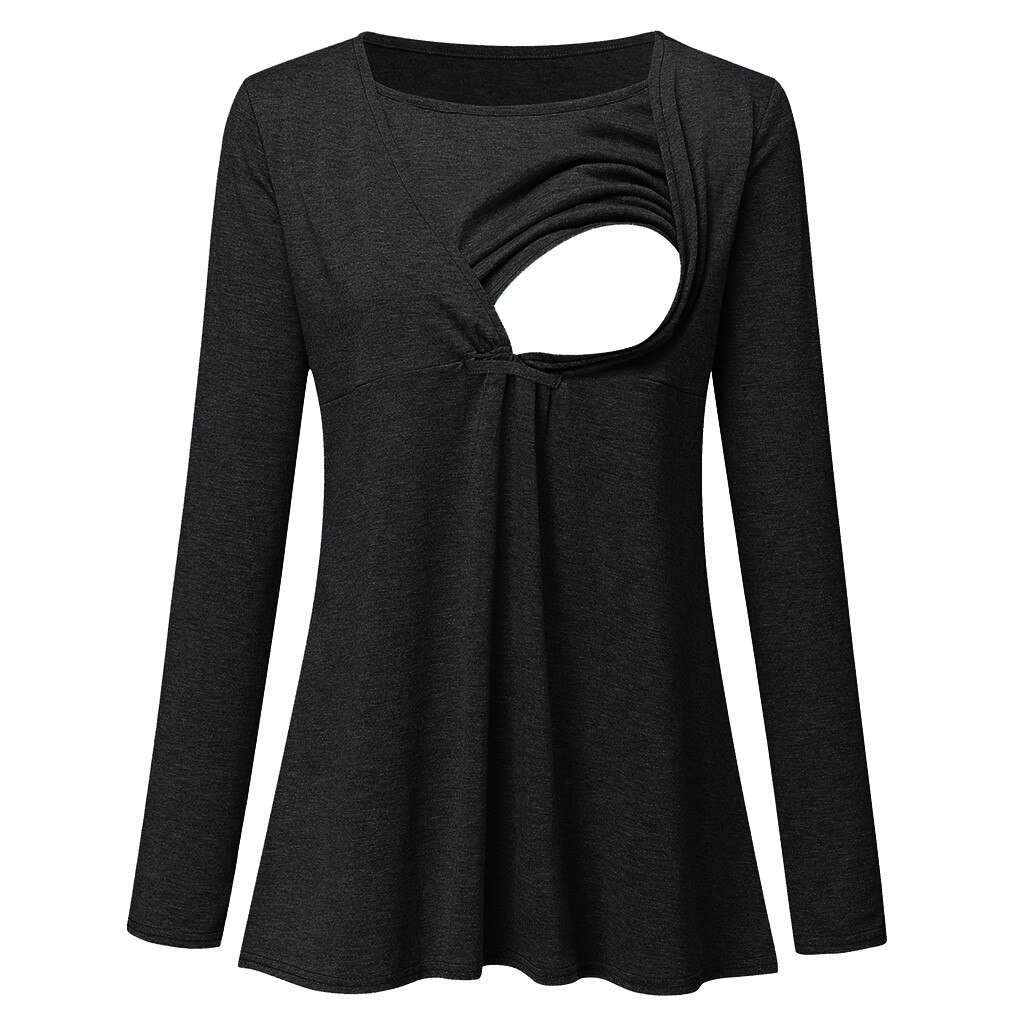 Gravidklær kvinner vinter gravid amming barsel o-hals langermet fast bluse vetement femme #guahao