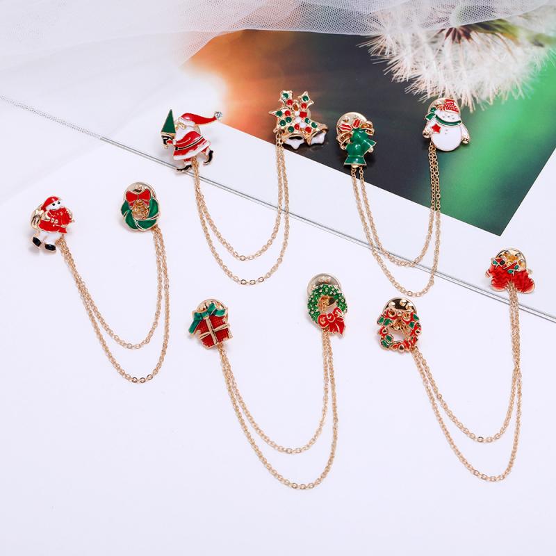 Navidad broches familiares artista luces Pines de esmalte placas de dibujos animados conjunto de joyas Santa Claus Xams Gif