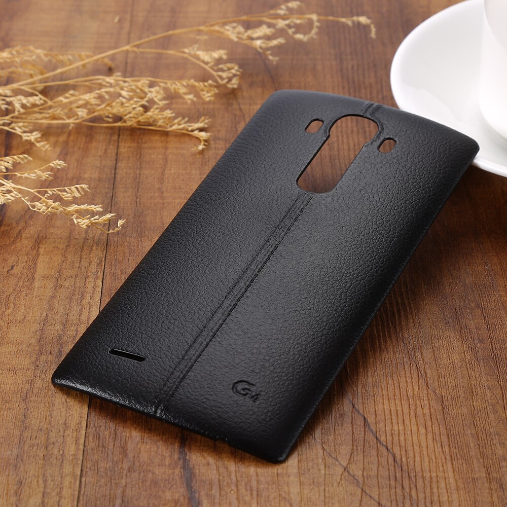 PC Matreial Leather Pattern Battery Back Cover Housing Case Door Rear Cover+NFC For LG G4 H815 H810 LS991 US991 VS986: Black