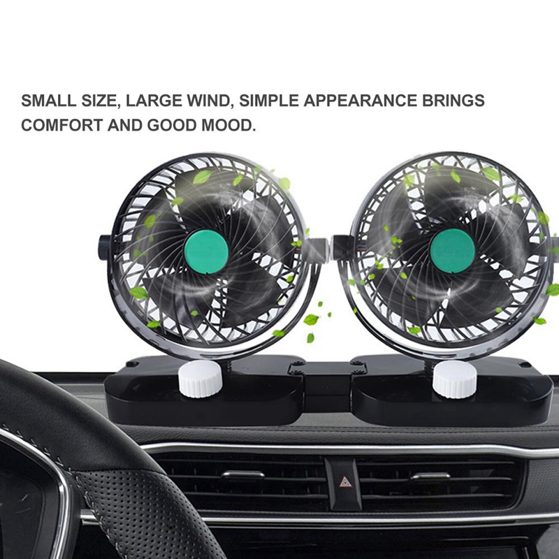 Mini 6 Inch Car Fan Double Head Shaking Small Electric Auto Fan Universal Summer Cooling Fan