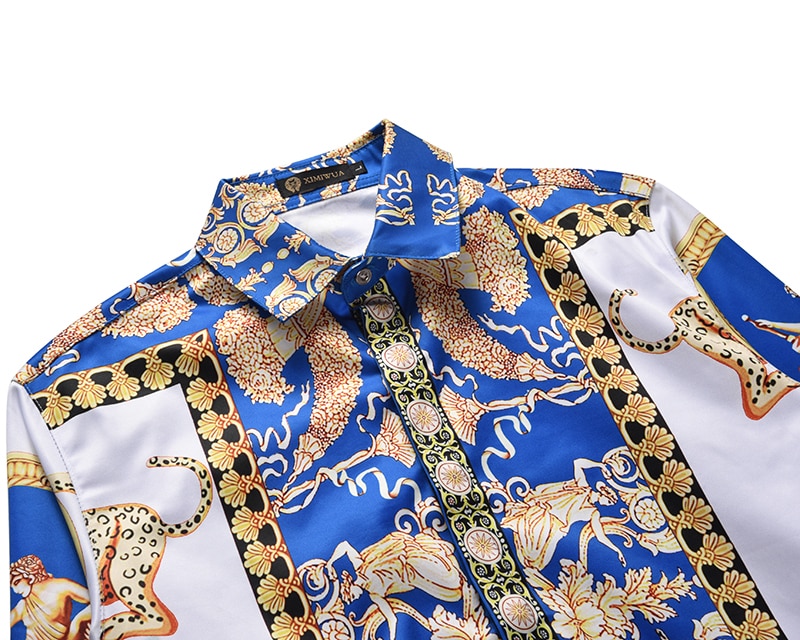 XIMIWUA Men Shirts Floral Shirts 3d Print Casual Long Sleeve Shirt Men Slim Fit Chemise Homme Luxury Shirt