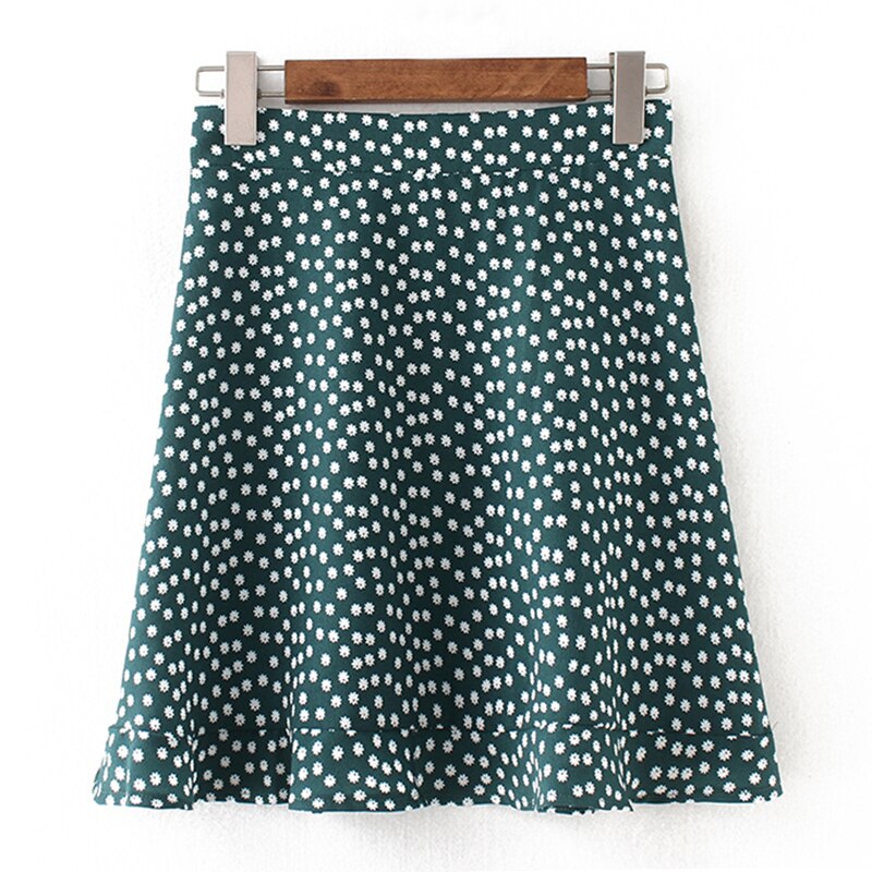Yanueun Women Stylish Floral Print Short Skirts Female Ruffles High Waist Mini Skirts Women Bottoms Summer