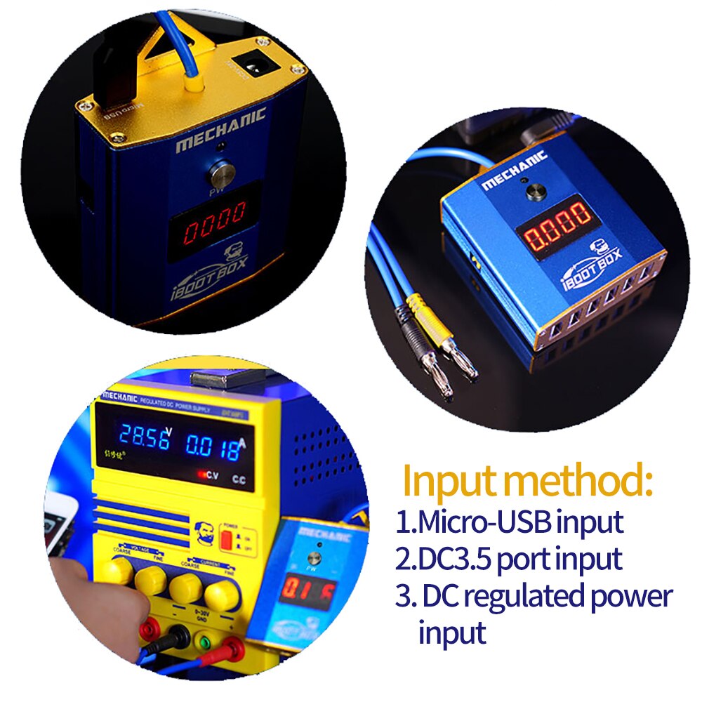 Mekaniker iboot box telefon reparation strømledning 5v-28v 6- port usb 4 digital led batteri strøm apple android telefon strøm test linje