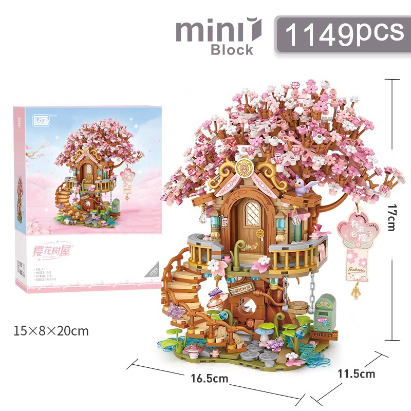 Serie Street View Building block Izakaya Ice Shop Takoyaki Shop Coffee Shop Panda Tea House modello regalo per bambini: Colore rosa