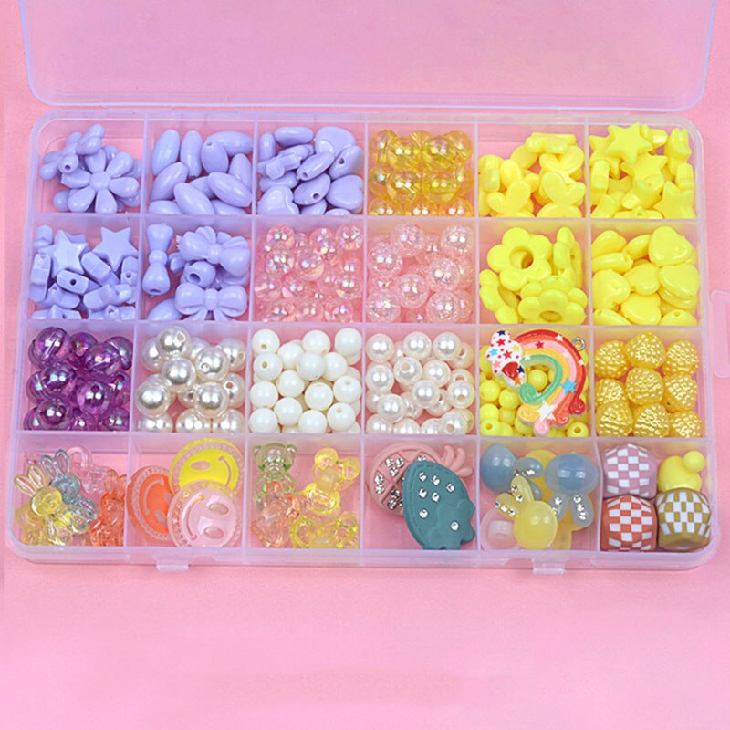 Zestaw do tworzenia bransoletki z koralików zabawki dla dzieci DIY 24 siatki ręcznie robione puzzle koraliki dla dziewczynek zestaw dziewczyny zabawki dla 3 5 7 9 11: C
