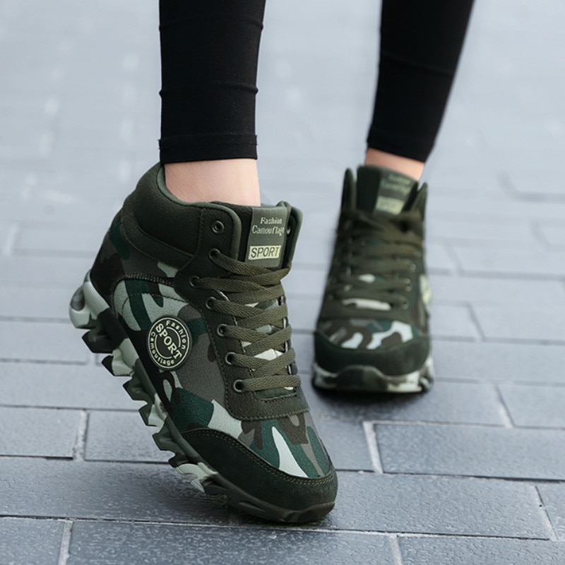 Camouflage Sneakers Women Hide Heel Canvas Casual Shoes Woman Platform Sneakers Wedge Shoes Plus Size 35-42