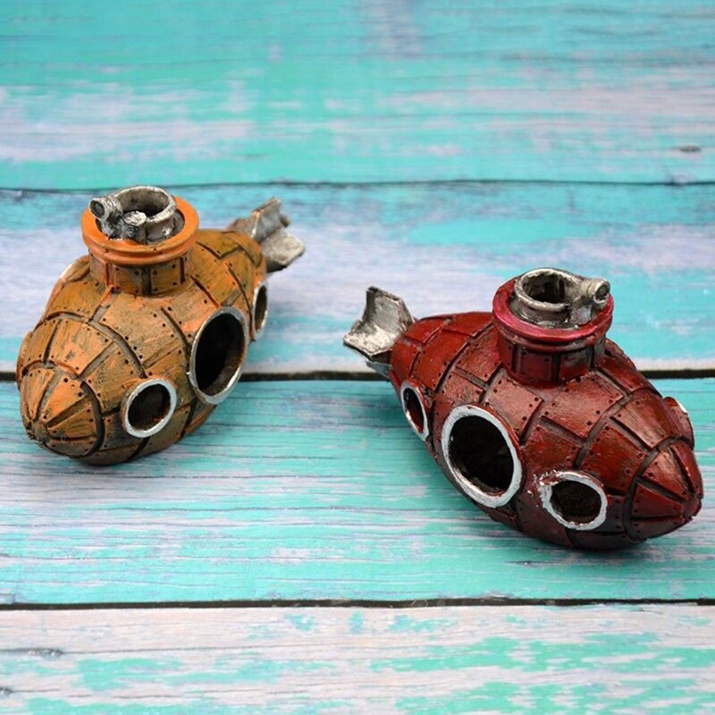 Aquarium Sunken Ship Decorations Resin Submarines 5in Small Fish Tank Ornaments