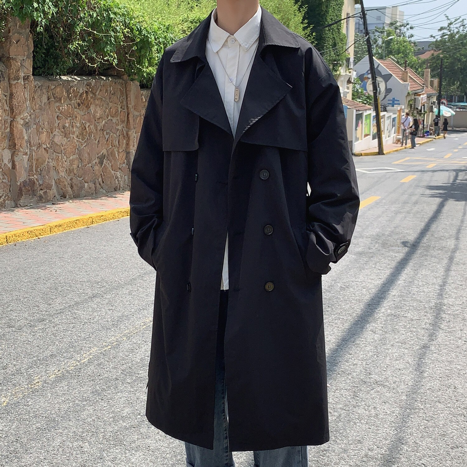 Koreaanse Stijl Trenchcoat Mannen Mode Casual Oversize Lange Jas Mannen Streetwear Losse Windjack Heren Overjas S-5XL