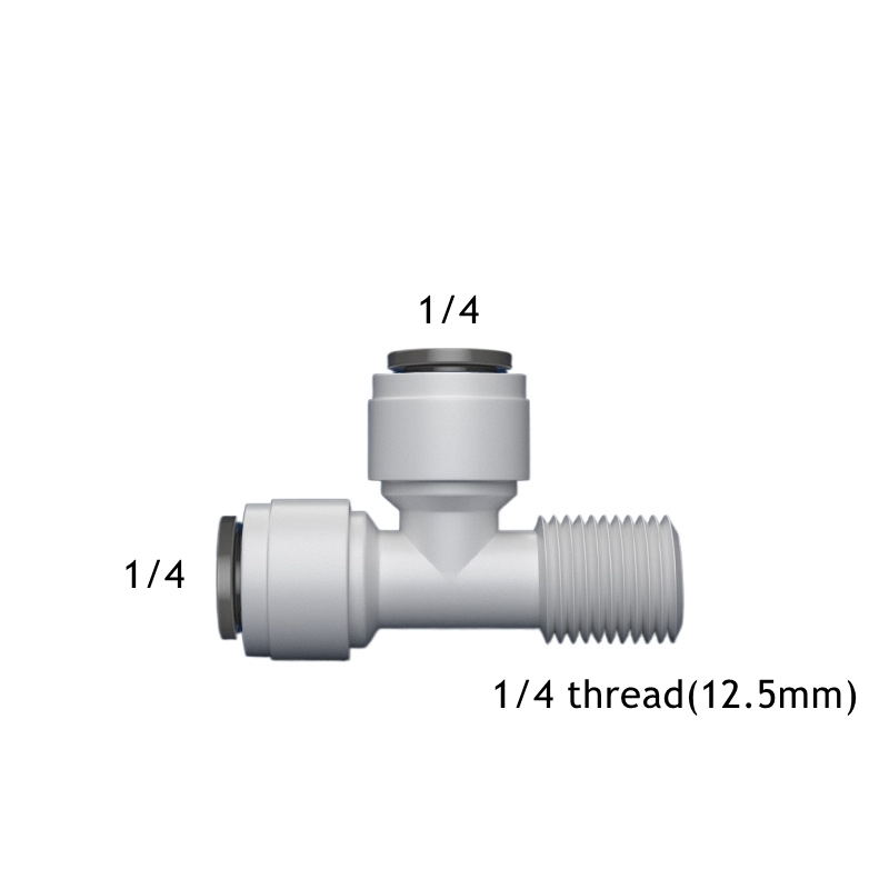 Conector de tubo de PE tipo T, rosca macho hembra, conexión rápida, manguera 1/4 3/8, filtro de agua, piezas de ósmosis inversa