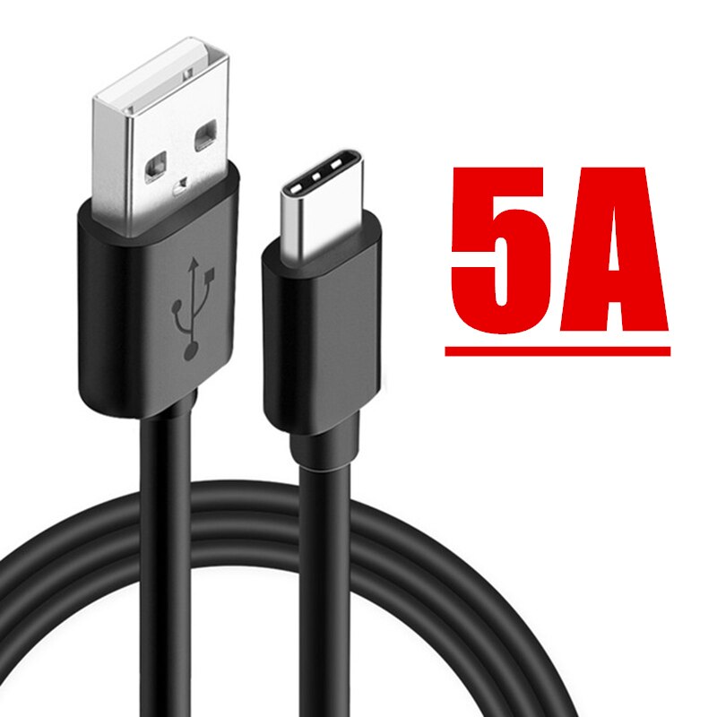 1.5M 2M USB C Cable 5A Supercharge USB Type C Cable for Huawei P40 5A Quick Charging Fast Charger for Samsung Note 20 Ultra 5G: 5A Black / 2m