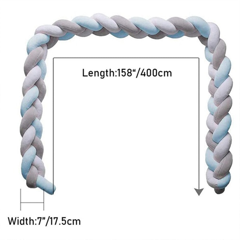 2M/4M Baby Crib Bumper Knotted Braided Plush Nursery Cradle Decor Newborn Pillow Cushion Junior Bed Sleep Bumper