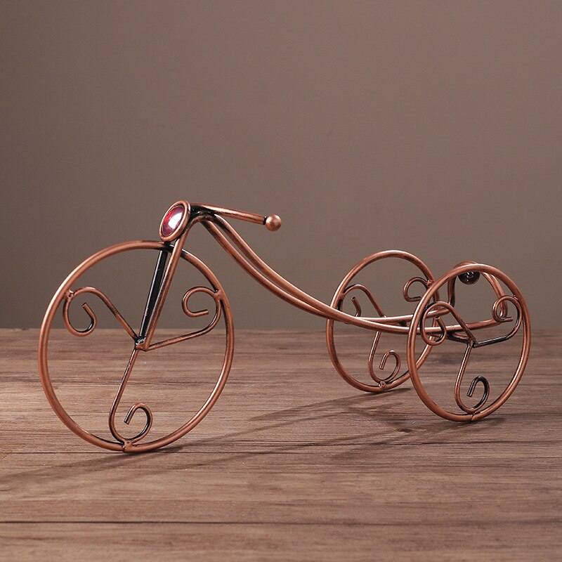 vieux décoration de la maison en fer forgé casier à vin américain barre en métal tricycle ornements doré casier à vin support de bouteille de vin