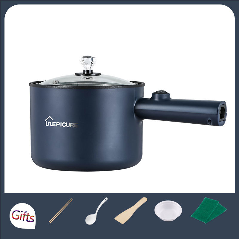 Elektrische Fornuis Machine Huishoudelijke 1-2 Mensen Pot Multi Elektrische Rijstkoker Non-stick Pan 110-220V Enkele/Dubbele Laag: Blue Single pot / UK